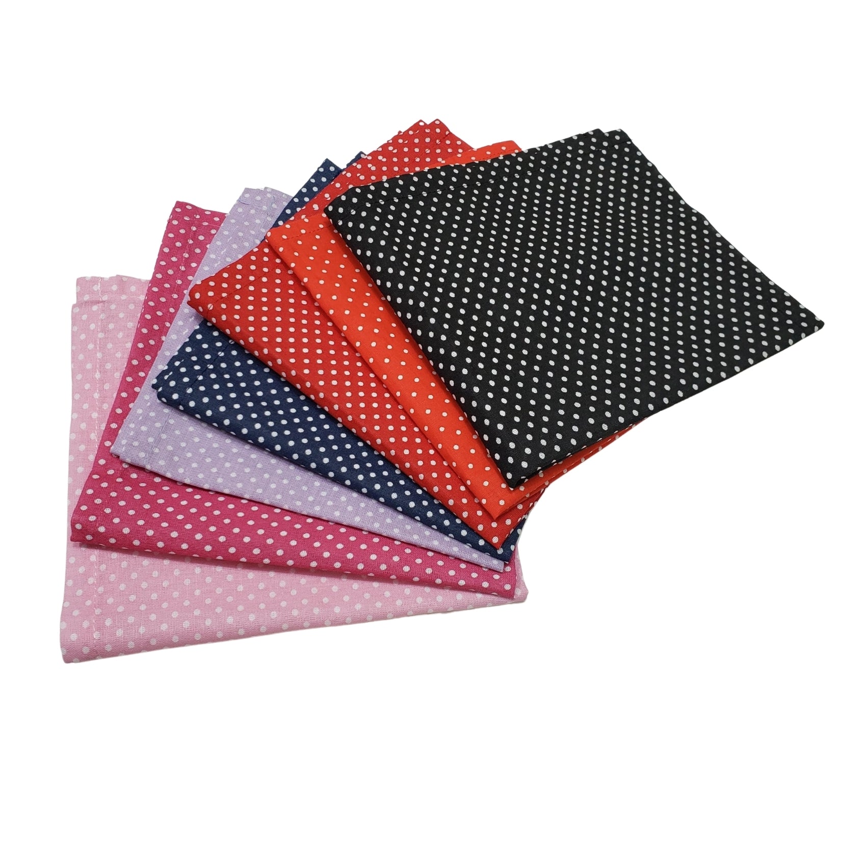 Charlo's Set of 4 Black Polka Dot 100% Cotton Cloth Napkins 15" by 15" Washable Reusable