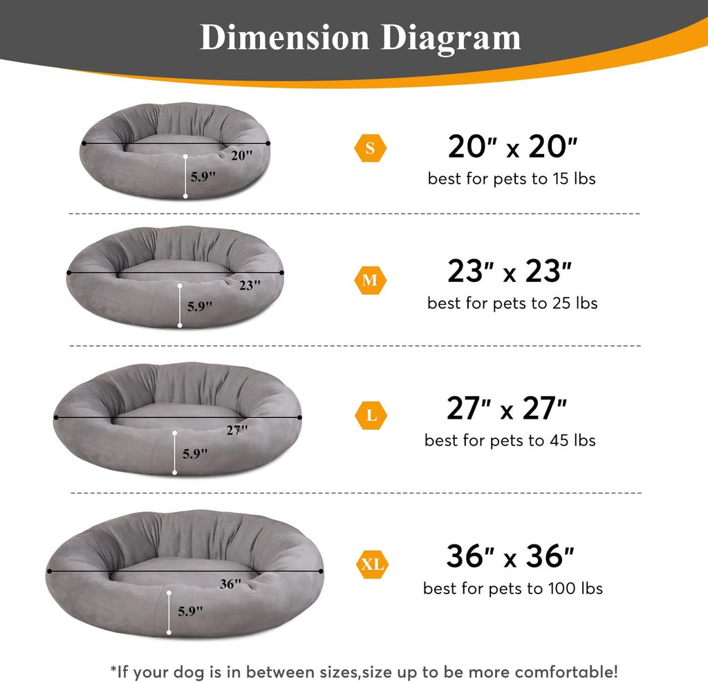 Kasentex Donut Design Round Dog Bed, Anti Slip and Machine Washable